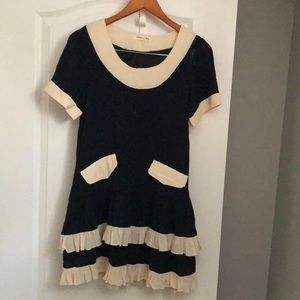 Blue and Cream dress. One size. Made in Korea